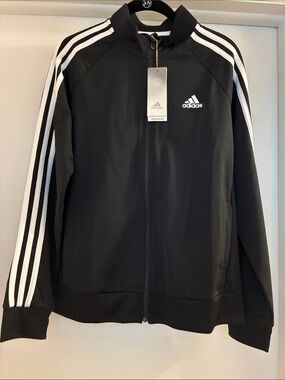 adidas Black Performance Track Jacket with White Stripes